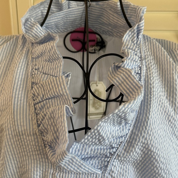 Mud Pie Blue and White Striped Mini Dress - Picture 2 of 6